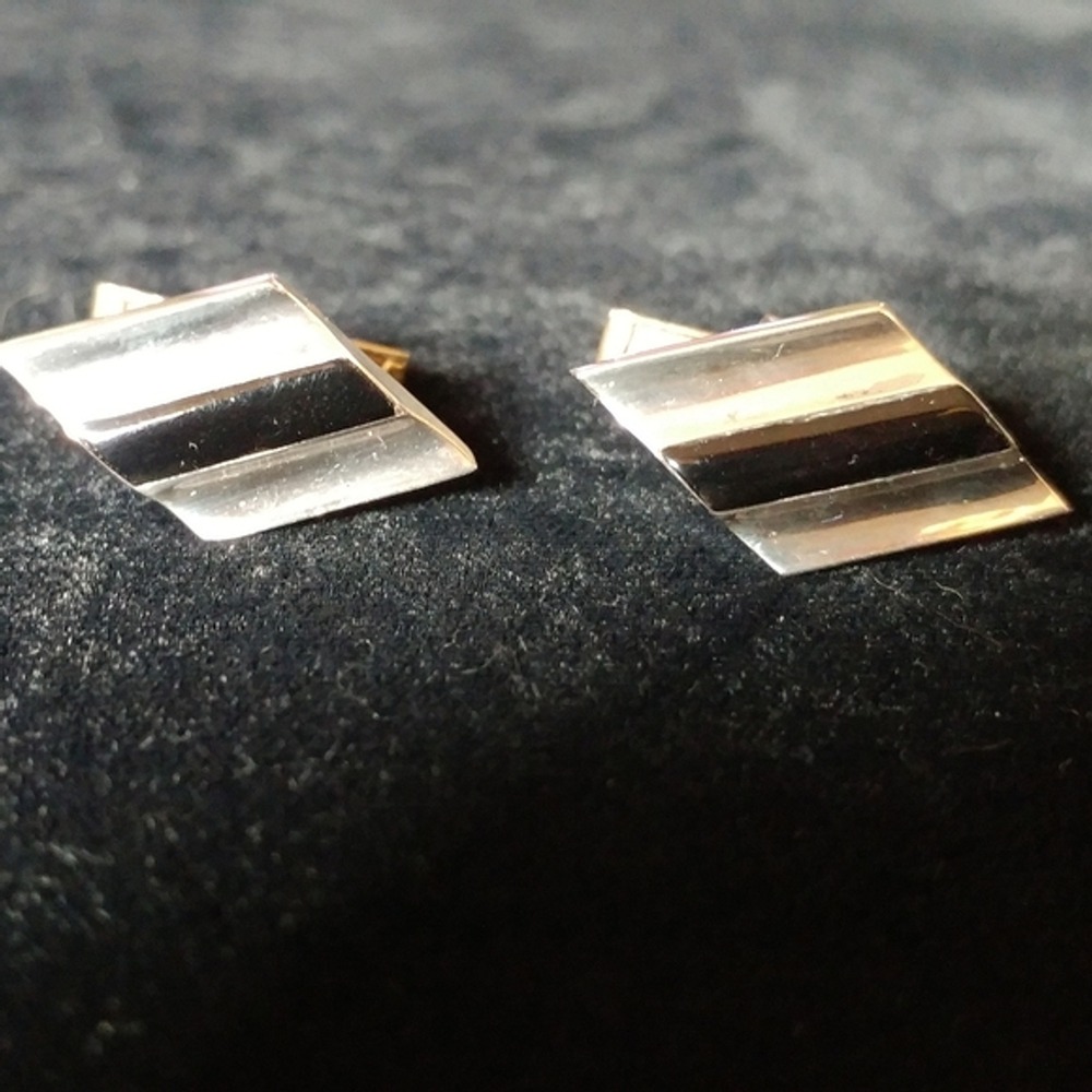 Mexican Sterling Onyx Cuff Links Mod Signed Elegant